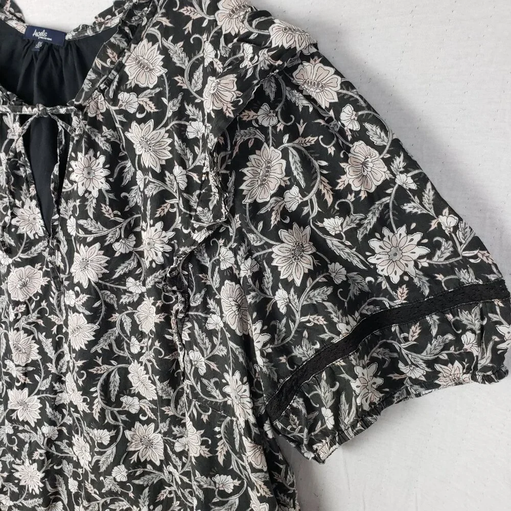 Angels Forever Young Peasant Blouse Top Floral Print Boho Cotton size 3X Resort - Picture 11 of 12
